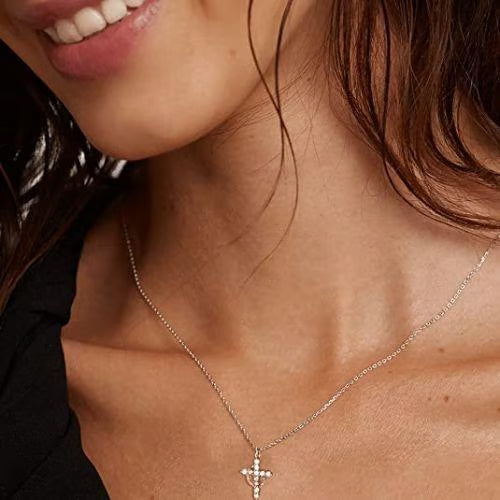 👑💎 Paved Cross Rotatable Crown Charm Necklace