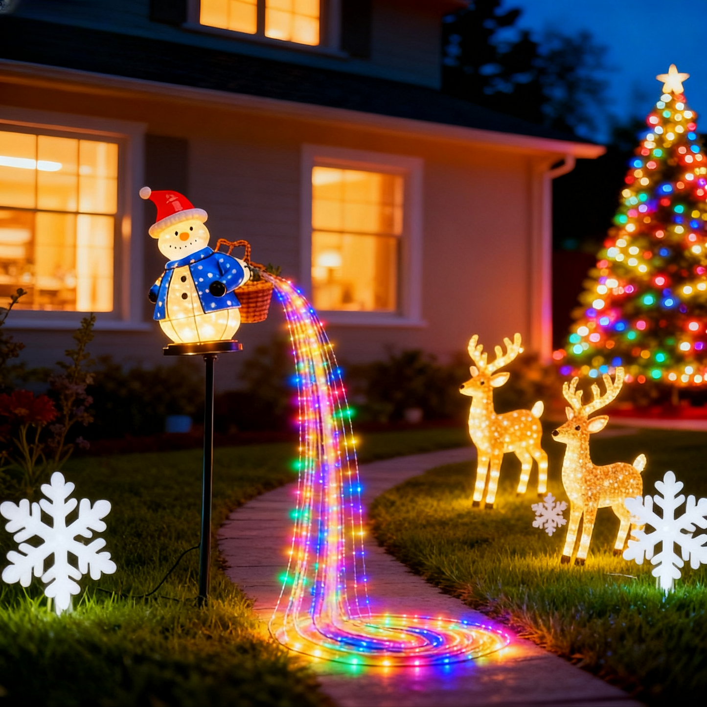 Fun solar-powered Christmas snowman lights