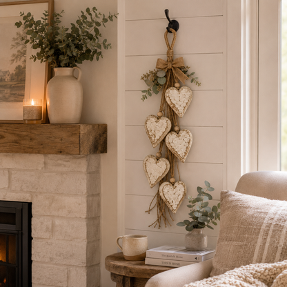 🤎 LED Hanging Heart Wall Decor – Warm Glowing Rustic Home Accent ✨