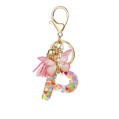 🔥Butterfly Letter Keychain Tassel Design Vibrant Durable Lightweight Gift