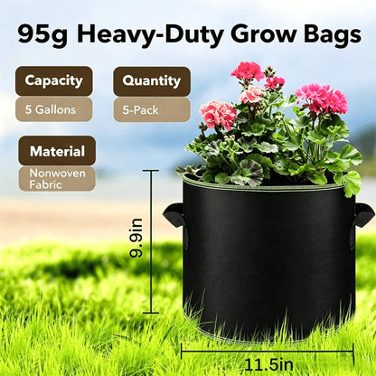 🪴 Heavy-Duty Fabric Grow Bags – Breathable & Reusable Plant Containers