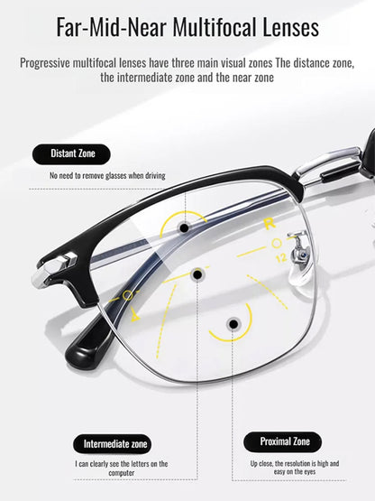 🔥Auto-Focus Eyeglasses with Adjustable Eyebrow Frame and Blue Light Blocking for Presbyopia