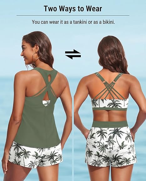 3 Piece Tankini with Shorts 🔥 Buy 2 Free Shipping
