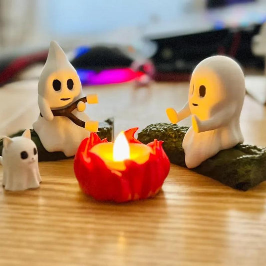 Ghost Campfire Resin Ornament for Halloween Decorations, Unique Halloween Party Decor