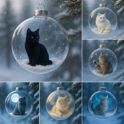 🔥Last Day 49% OFF - Cute Cat Christmas Glass Ornaments Collection