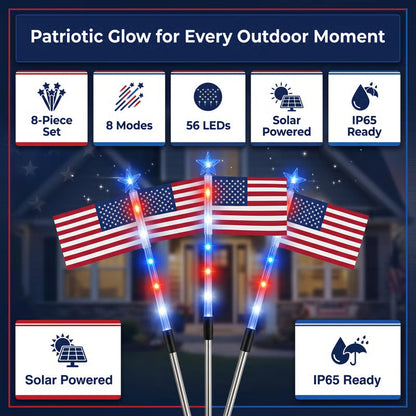💕🇺🇸8-in-1 American Flag Solar Lights