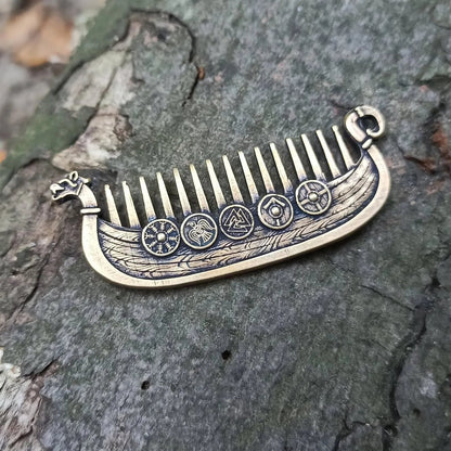 🛡️Last Day 49% OFF⚔️ Viking Drakkar Beard Comb | Hand-Cast Metal
