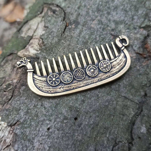 🛡️Last Day 49% OFF⚔️ Viking Drakkar Beard Comb | Hand-Cast Metal
