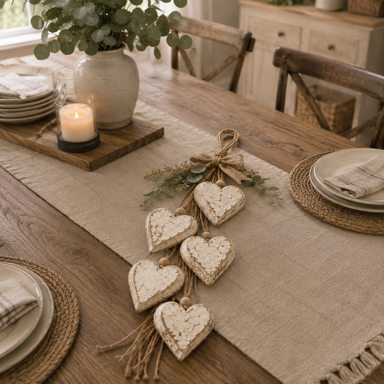 🤎 LED Hanging Heart Wall Decor – Warm Glowing Rustic Home Accent ✨