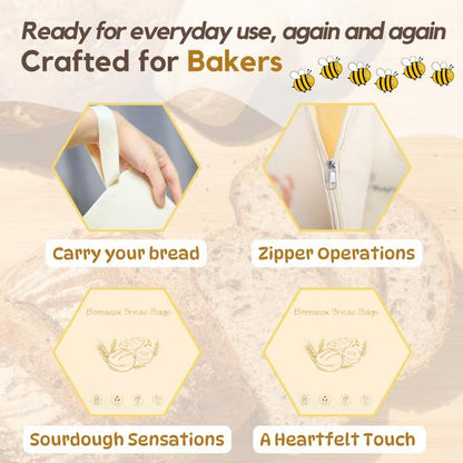 🔥Last Day 49% OFF🍞Wide Zipper Access Cotton & Beeswax Bread Bags for Sourdough