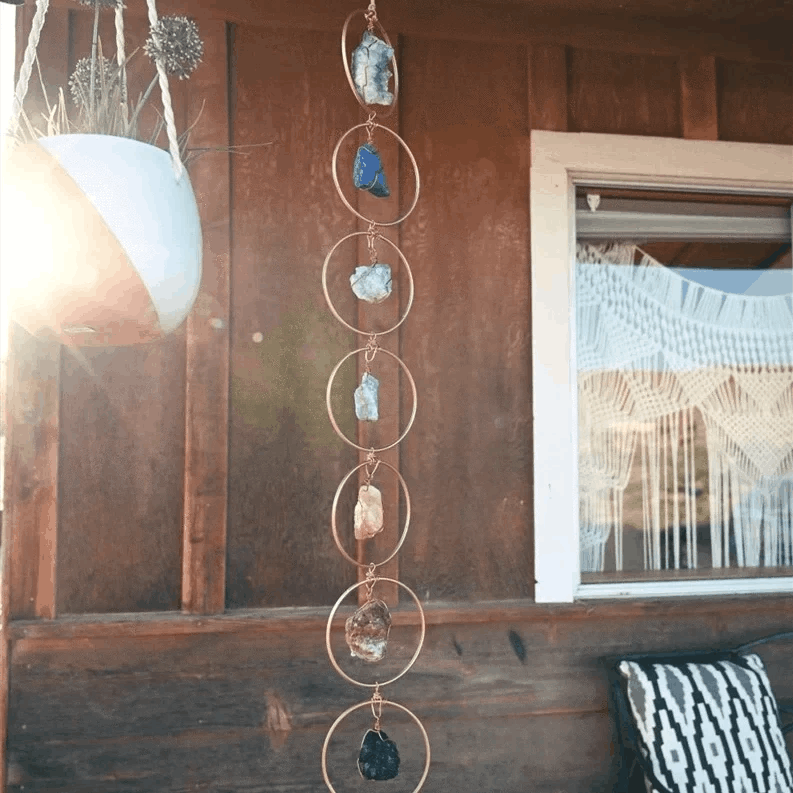 🧵 Handwoven 7 Chakra Crystal Wall Hanging – Tree of Life Energy Decor 🌈✨