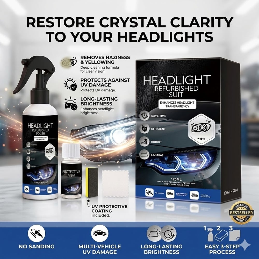 Automotive Headlamp Restoration Fluid-- Restore Foggy Yellow Headlights In 5 Mins