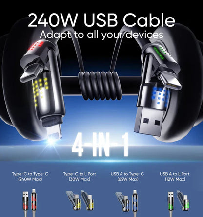 ⚡4-in-1 USB-Ladekabel mFish Schnellladung⚡