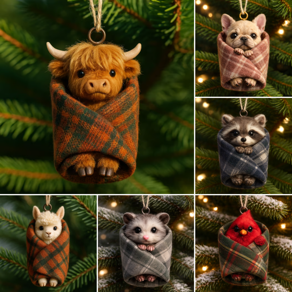 Cozy Wrapped Critters Ornament
