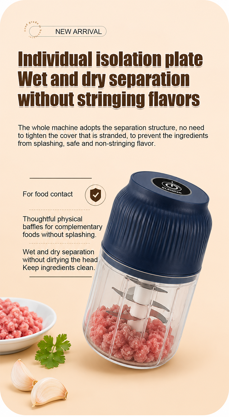 🔪🧄Rechargeable Large-Capacity Electric Food Chopper – Robust Motor & Stainless Steel Blades