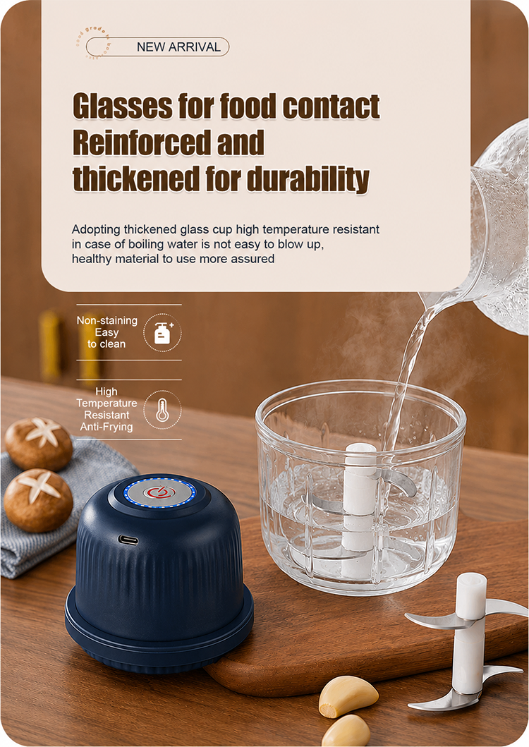 🔪🧄Rechargeable Large-Capacity Electric Food Chopper – Robust Motor & Stainless Steel Blades