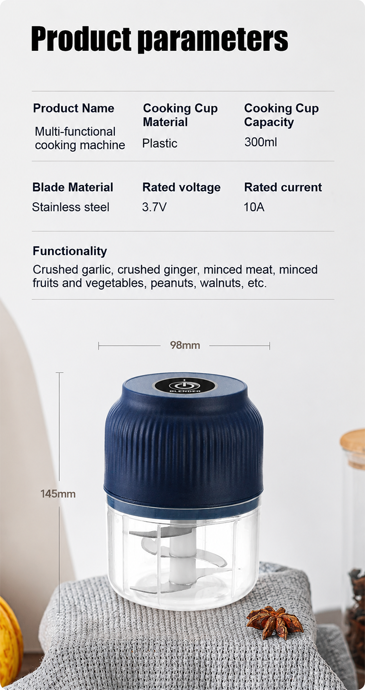 🔪🧄Rechargeable Large-Capacity Electric Food Chopper – Robust Motor & Stainless Steel Blades