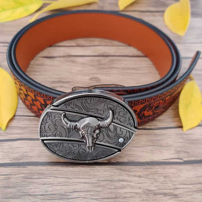 🔥Last Day 50% Off🔥Fashion Punk Hidden Folding Knife Buckle Genuine Leather Belt
