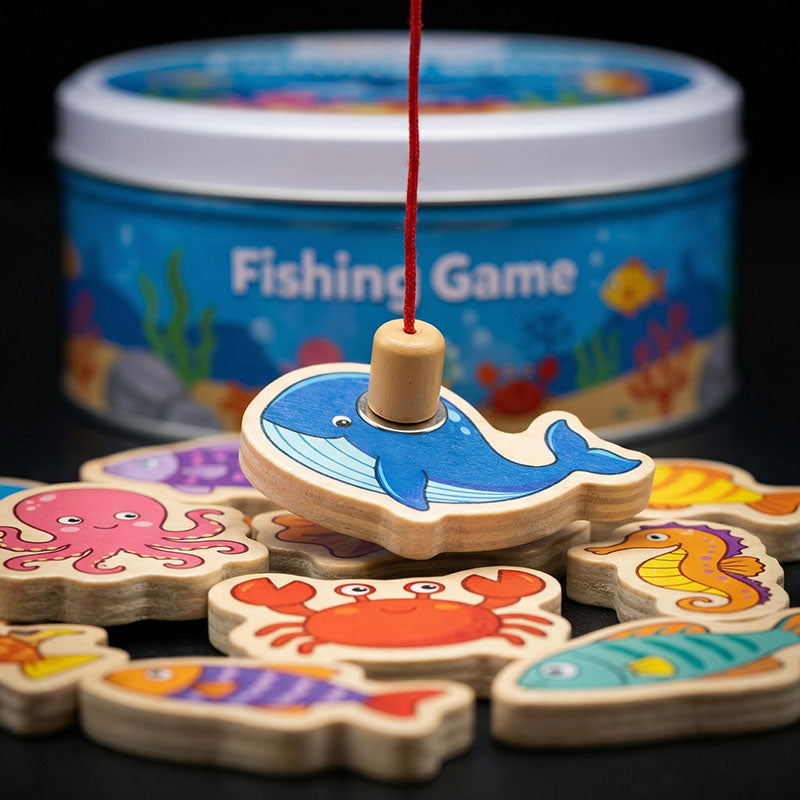 🥳💞60K+ SOLD!🎣 Magnetic Wooden Fishing Game – Fun Ocean Adventure & Early Learning Toy