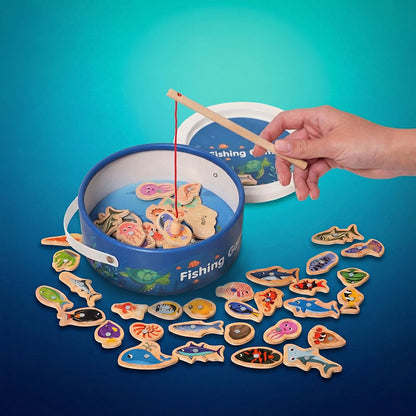 🥳💞60K+ SOLD!🎣 Magnetic Wooden Fishing Game – Fun Ocean Adventure & Early Learning Toy