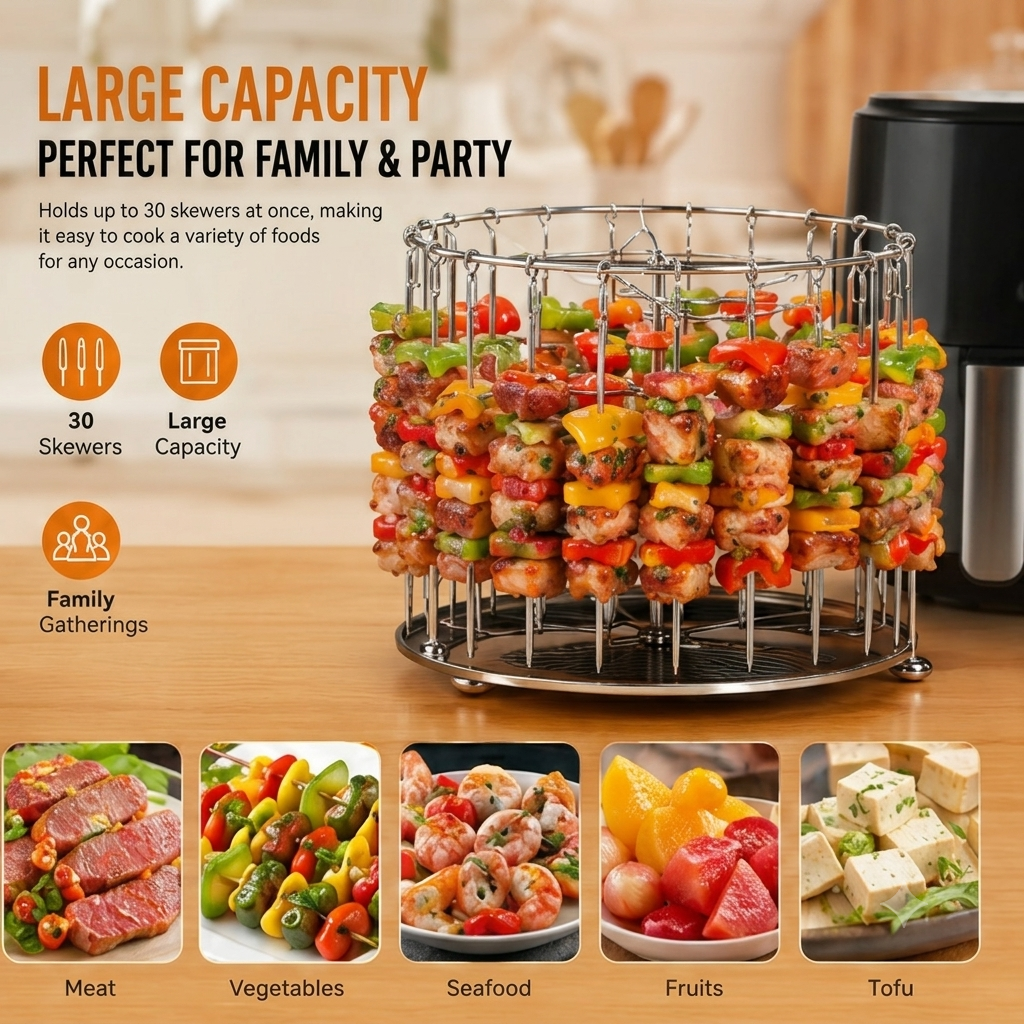 🔥Bestseller｜Stainless Steel Air Fryer Grill Skewer Rack