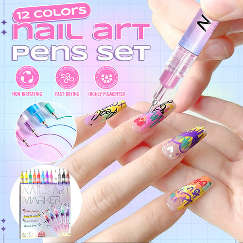 🎨 12 Colors Nail Art Pens Set – Create Stunning DIY Designs