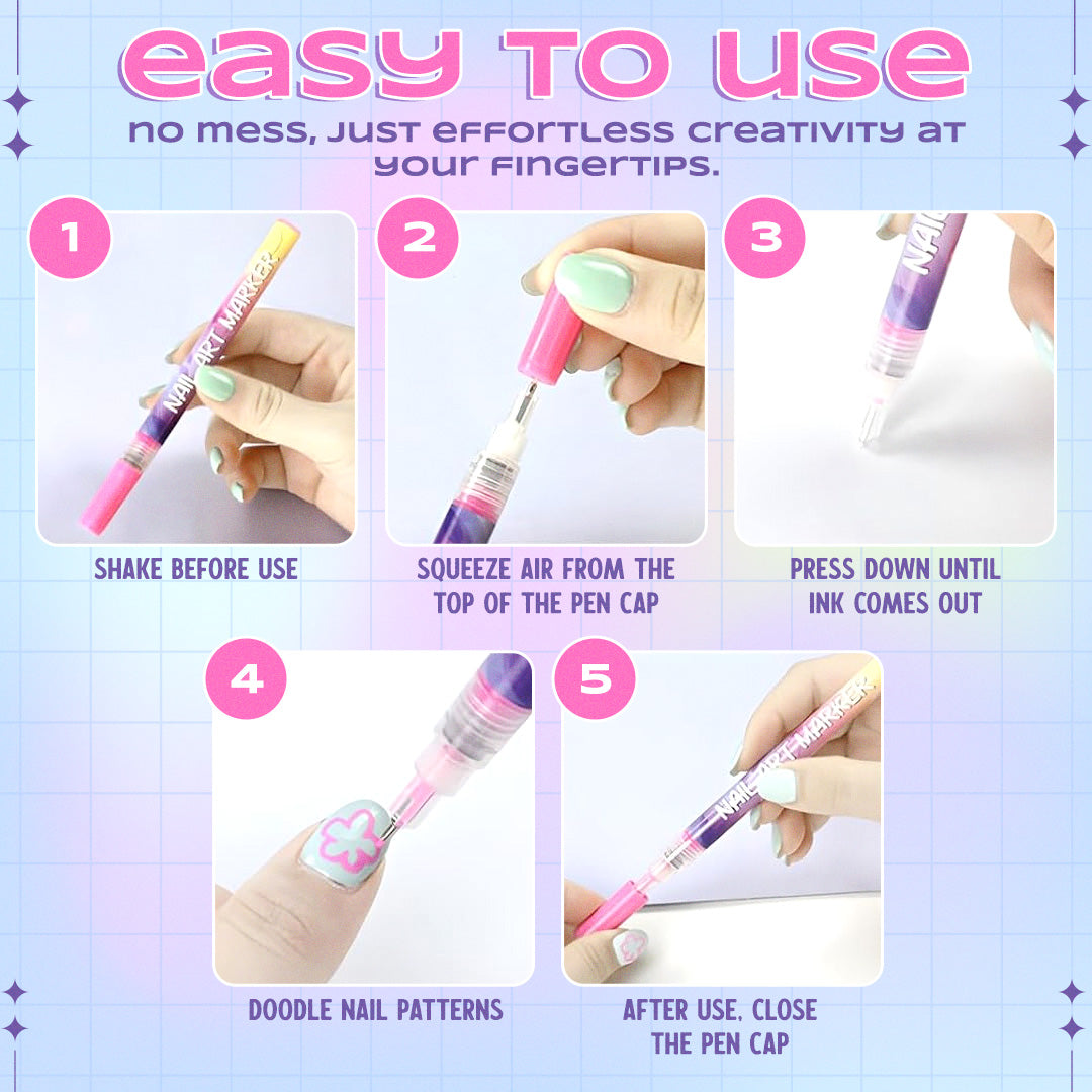 🎨 12 Colors Nail Art Pens Set – Create Stunning DIY Designs