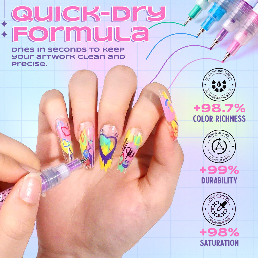 🎨 12 Colors Nail Art Pens Set – Create Stunning DIY Designs
