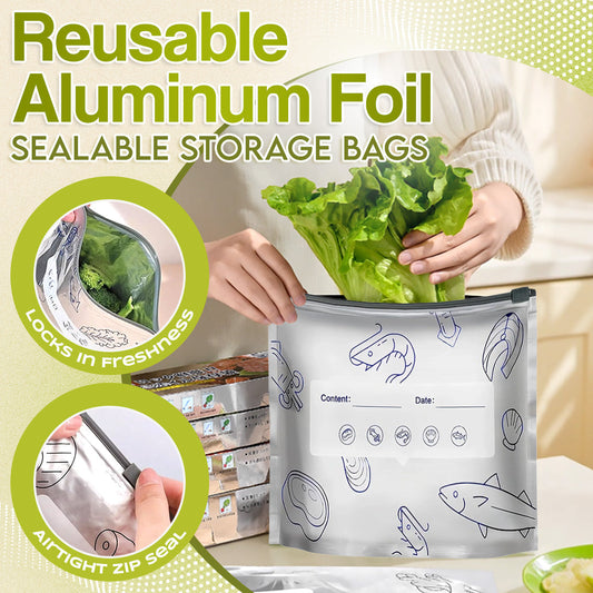 ♻️ Reusable Aluminum Foil Sealable Food Storage Bags