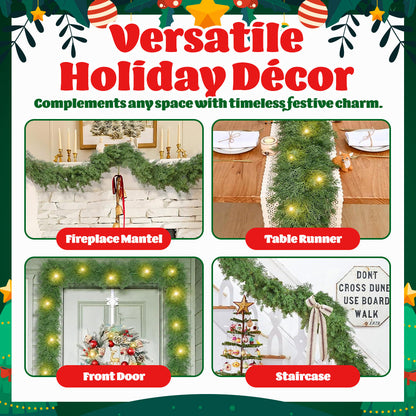 🎄 Christmas Artificial Cedar Garland – Lush, Festive Home décor for Doors, Mantels & Tables! ✨