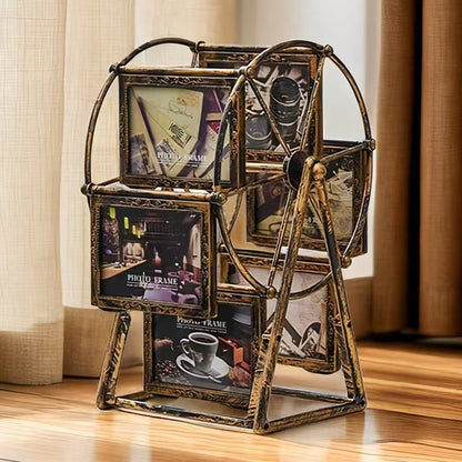 Vintage Rotating Wheel Picture Frame, 1/4 Counts Photo Display Frame