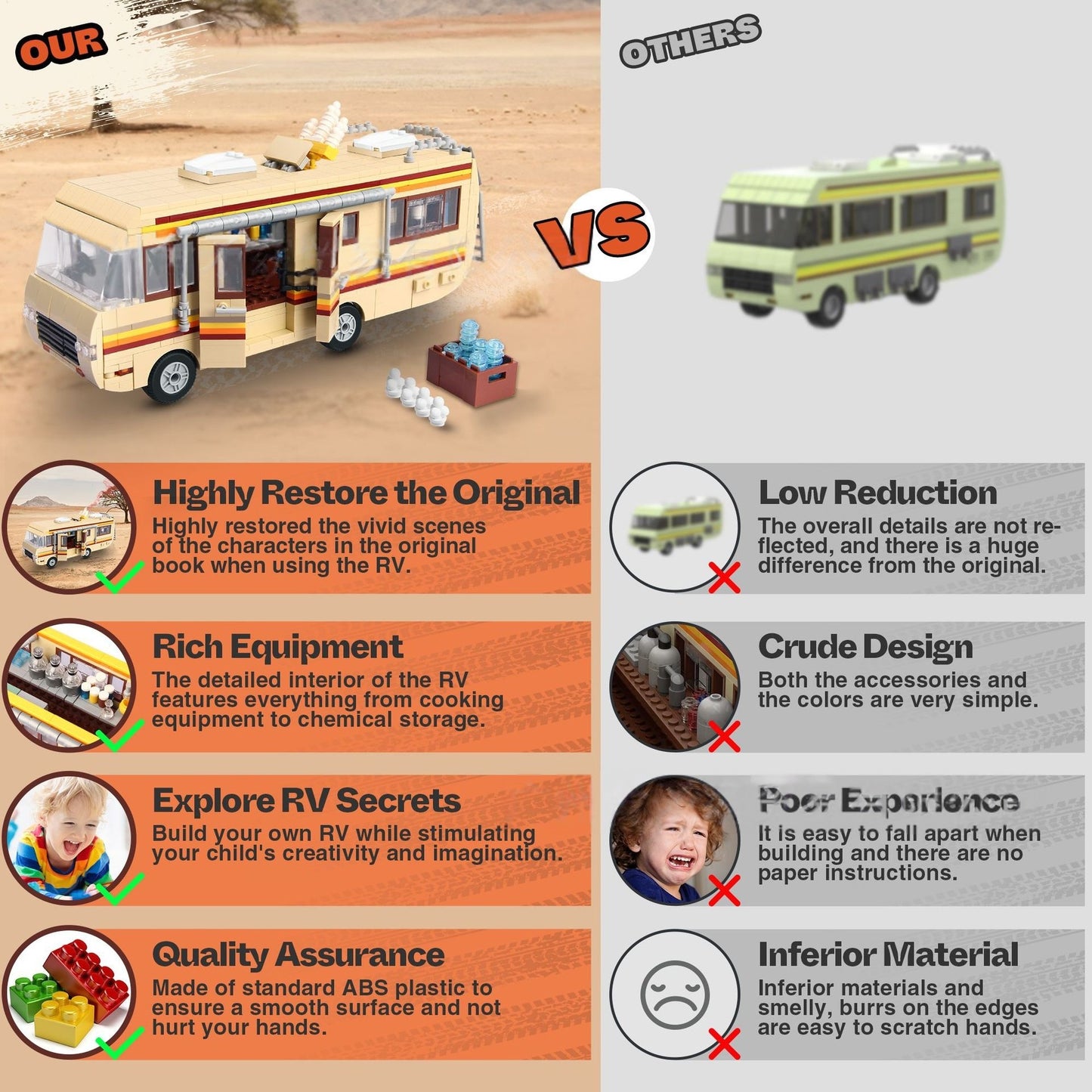 Creative Yellow Bus Building Brick Set – 66002 Camper Van, 986 Pieces for Ages 12+