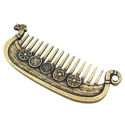 🛡️Last Day 49% OFF⚔️ Viking Drakkar Beard Comb | Hand-Cast Metal