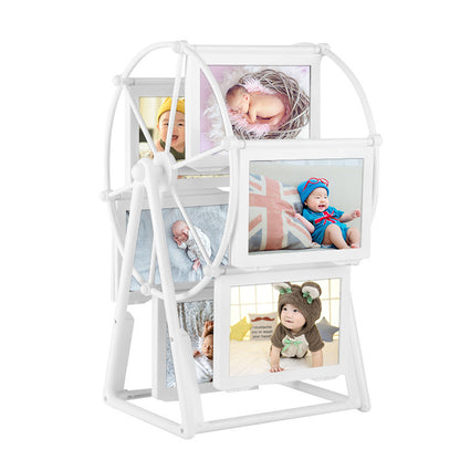 Vintage Rotating Wheel Picture Frame, 1/4 Counts Photo Display Frame