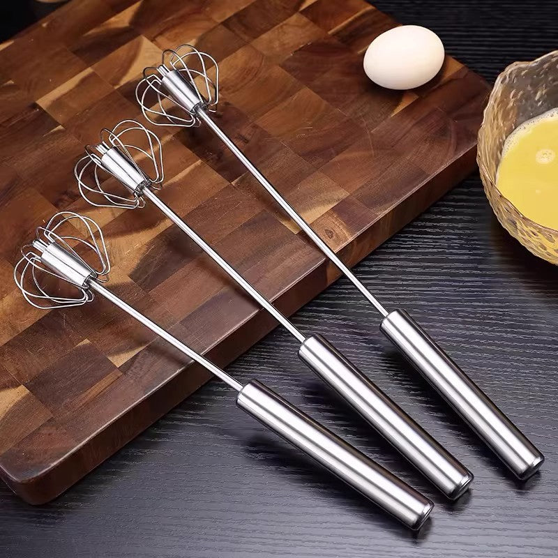 🥚 Stainless Steel Semi-Automatic Egg Whisk – Effortless Mixing for Baking & Cooking
