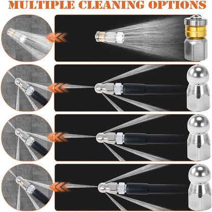 🚿🔧 Professional 9-Piece Sewer Cleaning Set – High-Pressure Hose for Tough Clogs & Buildup