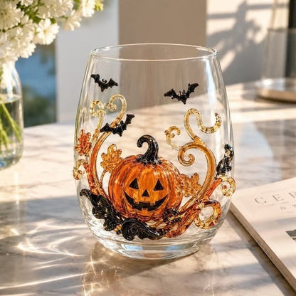 🔥 LAST DAY 40% OFF 🎃 3D Halloween Artisan Glass Cups, Festive Parties & Cozy Fall Home Bar Vibes