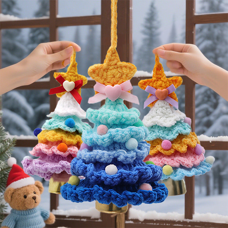 🎄Christmas discount  🌲 Knitted Christmas Tree Bell Decoration – ✨Handmade Holiday Decoration Set💖