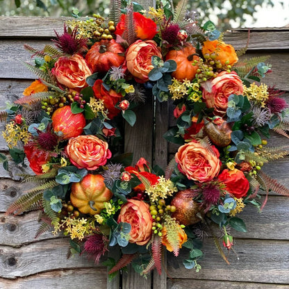 💖Fall Peony And Pumpkin Wreath - Year Round Wreath