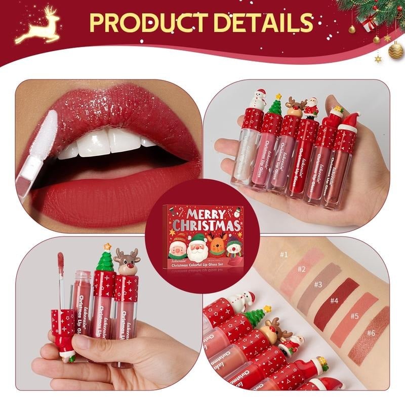 💄✨ Christmas Lip Gloss Set – 6 Colors