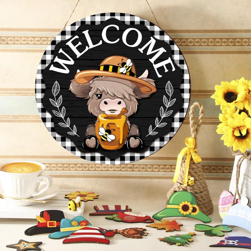 🪧 35pcs Interchangeable Welcome Sign Highland Cow Sign