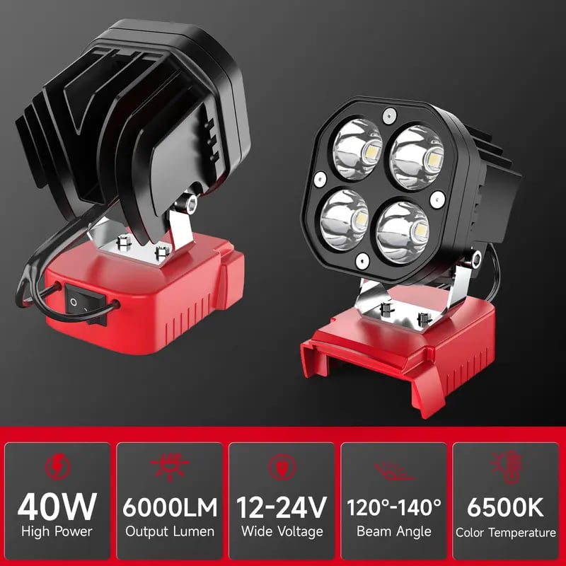 🔥LAST DAY 50% OFF - 🛠️💡LED Work Light Compatible with Milwaukee 18V Battery/Dewalt 18V&20V Battery
