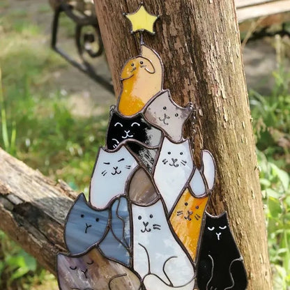 🎁Last Day Promotion 49% OFF -😻Cat Christmas Tree Suncatcher Ornament