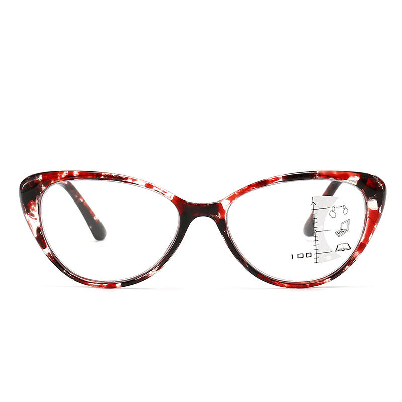 Katzenaugenbrille mit Perlmuttscharnier, progressive, multifokale Lesebrille