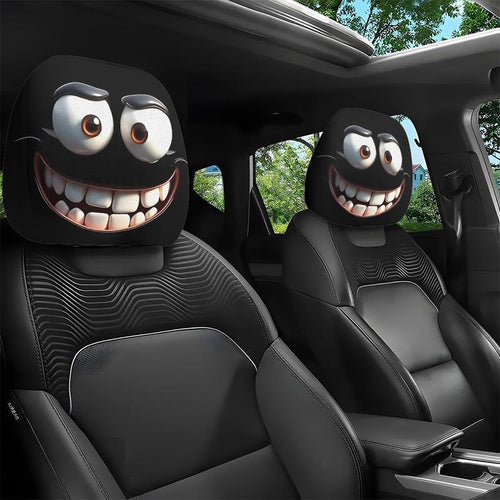 😆 Lustige Cartoon-Kopfstützenbezüge fürs Auto – 2 Stück, universelle Passform 🚗