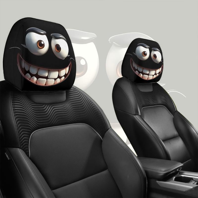😆 Lustige Cartoon-Kopfstützenbezüge fürs Auto – 2 Stück, universelle Passform 🚗