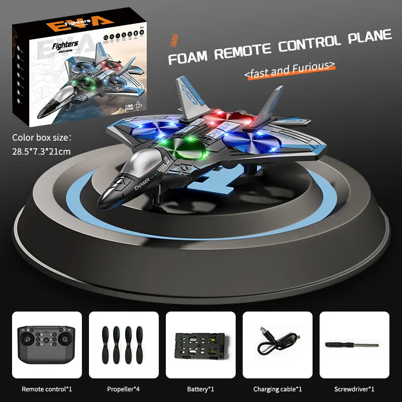 🎮2.4G Remote Control Stunt Fighter Plane, Beginner Friendly RC Drone Aircraft With Headless Mode✈️