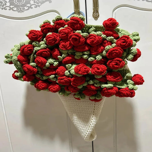🎁 Hand-Knitted Rose Blanket DIY Kit & Ready-Made Gift