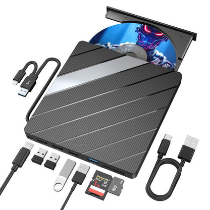 Laptop DVD Player USB C 3.0 Portable CD Burner with SD/TF Card Slot & 3 USB Ports Compatible with Mac, Windows, Linux