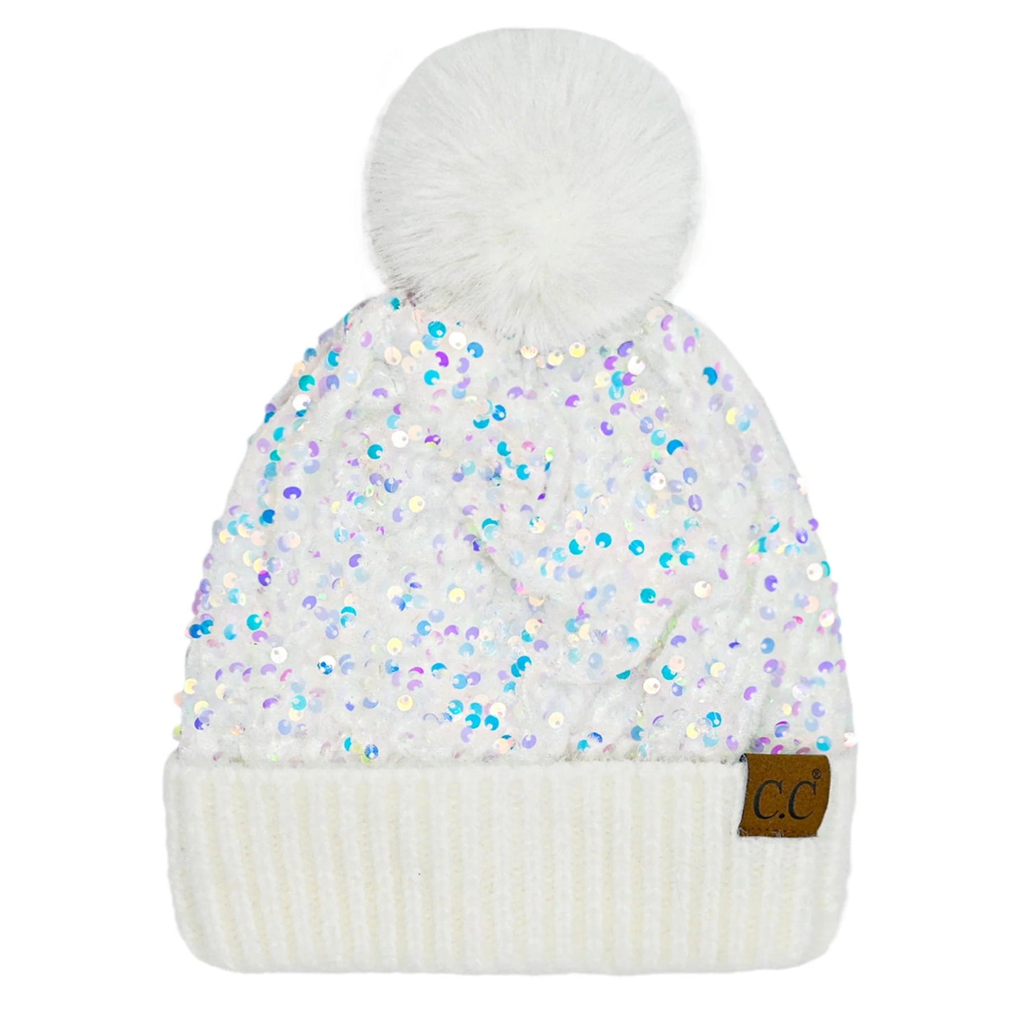 🔥Last Day 50% OFF - C.C Sequin Fur Pom Beanie